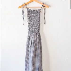 Black gingham midi dress